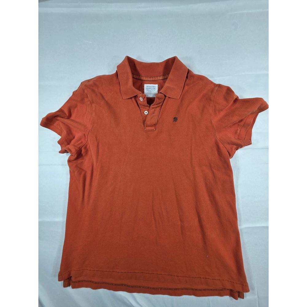 Mossimo Supply Co Mens XL Athletic Fit Polo Shirt Burnt Orange Lion Logo Pique